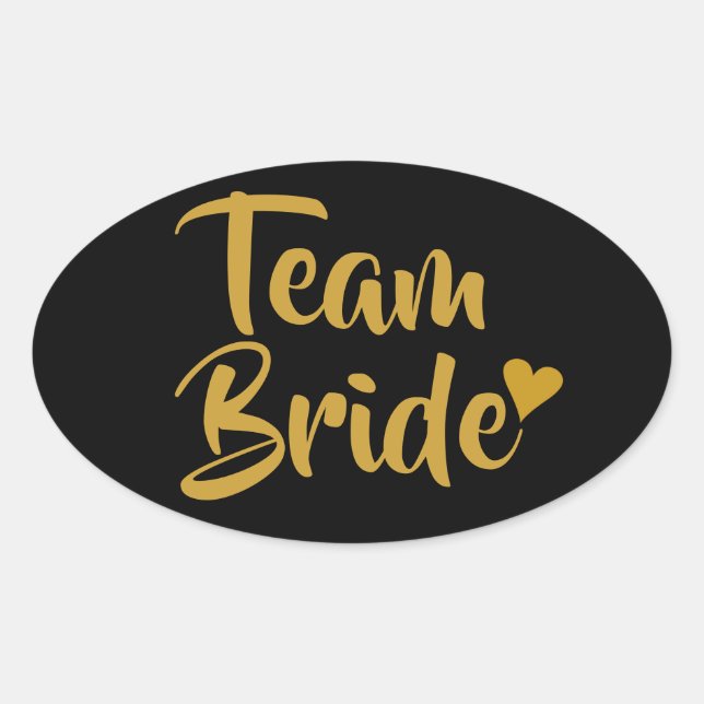 Team Bride Gold Heart Oval Sticker (Front)