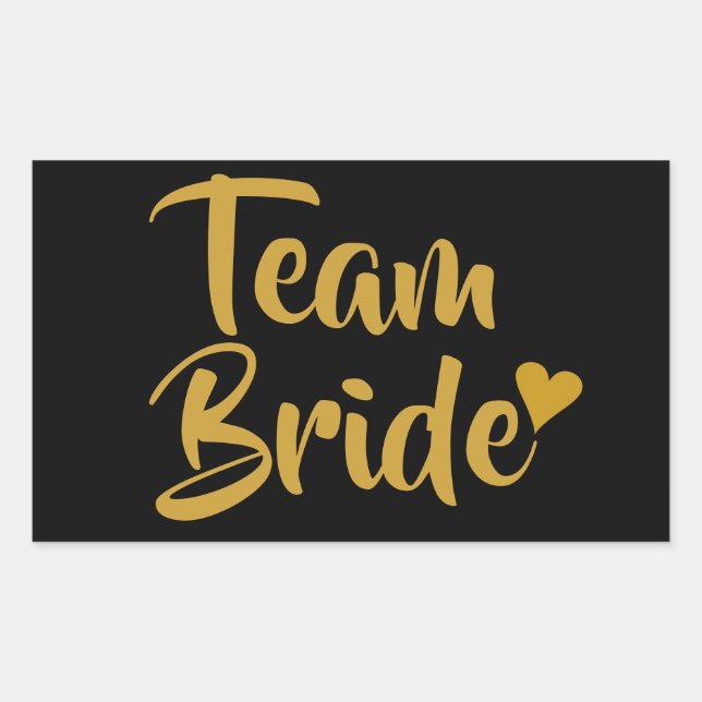 Team Bride Gold Heart Sticker (Front)