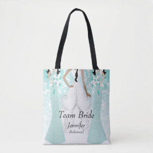 Team Bride in Teal Tote Bag