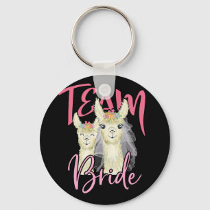 Team Bride Llama Bridesmaids Alpaca Keychain