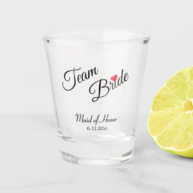 Team Bride | Maid of Honour Personalized Gift Shot Glass (Front)