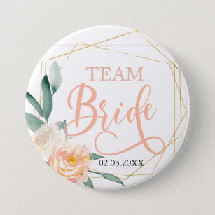 Team Bride! Modern Blumen Geometrik  Button