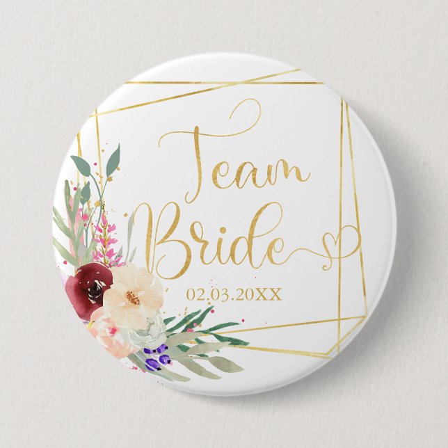 Team Bride! Modern Geometrik  Button (Front)