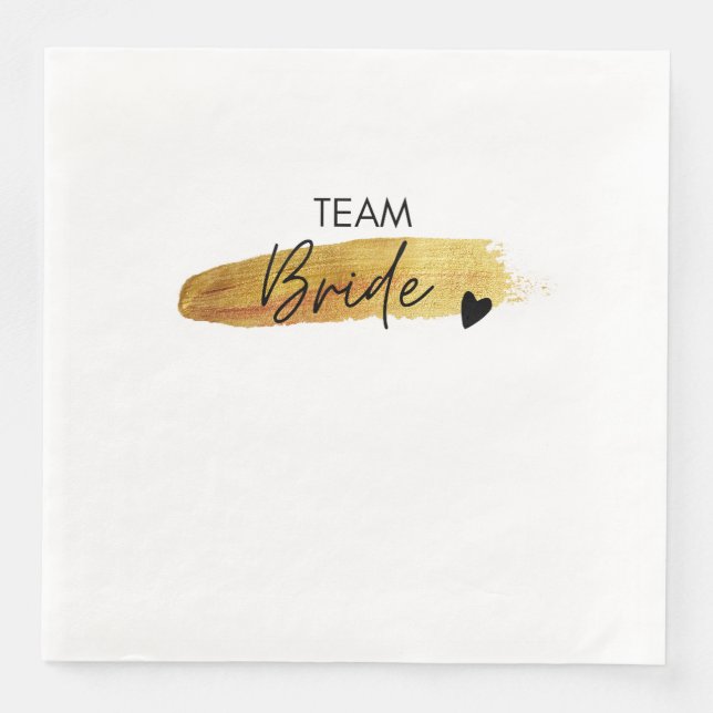 Team Bride Napkin - Gold Bachelorette Party Napkin (Front)