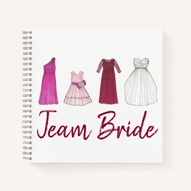 Team Bride Personalized Bridesmaid Wedding Party Notebook (Front)