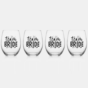 Team Bride Personalized Wedding Party Gift Stemless Wine Glass