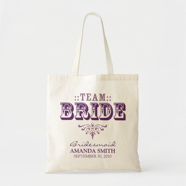 "TEAM BRIDE" Personalized Wedding Party Tote Bag (Front)