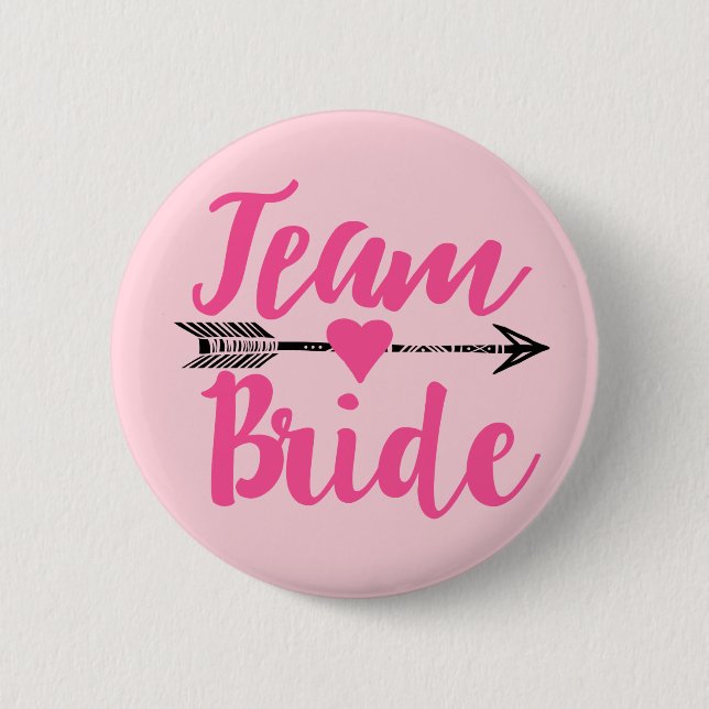 Team Bride|Pink 2 Inch Round Button (Front)