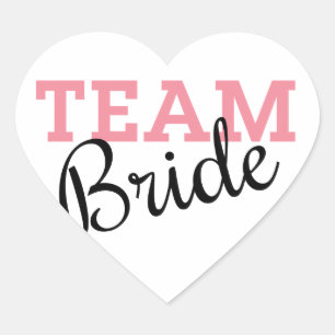Team Bride Pink Script Heart Sticker