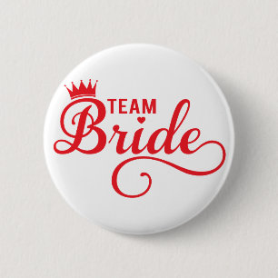 Team Bride, red word art text design for t-shirt 2 Inch Round Button