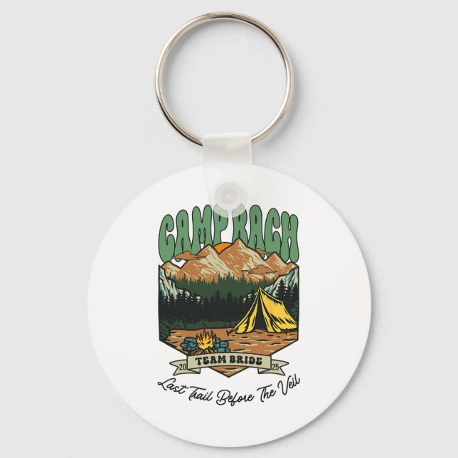 Team Bride Retro Camp Bach Camping Bachelorette Es Keychain (Front)
