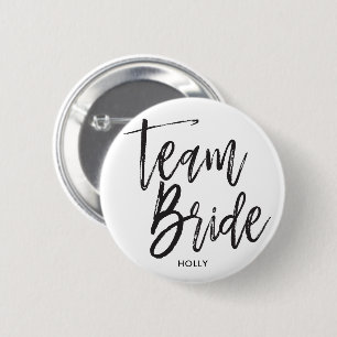 Team Bride Script Black 2 Inch Round Button