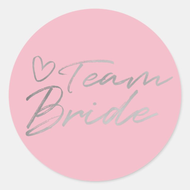 Team Bride - Silver faux foil sticker (Front)