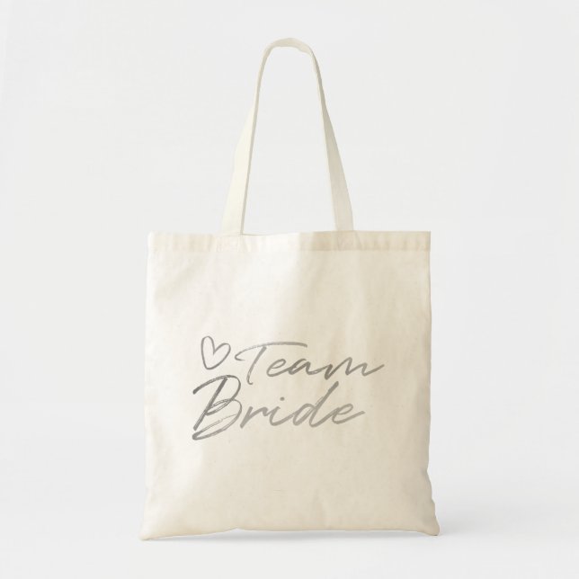 Team Bride - Silver faux foil tote bag (Front)