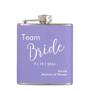 Team Bride Typography Vinyl Wrapped Flask
