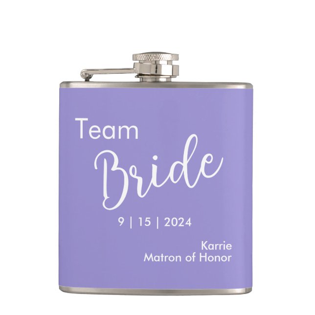 Team Bride Typography Vinyl Wrapped Flask (Front)