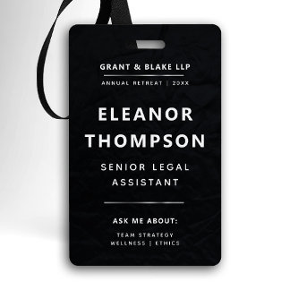 Team Building Black Modern Elegant QR Business Badge