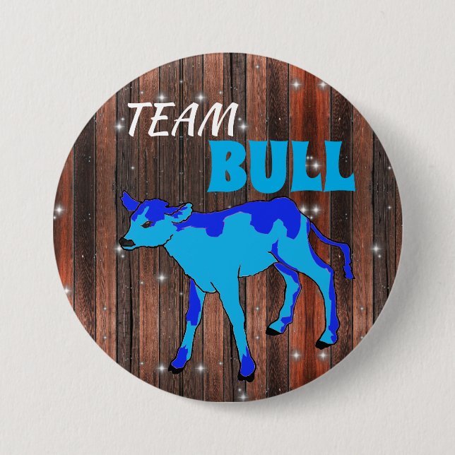 "Team Bull" Pink Gender Reveal 3 Inch Round Button (Front)