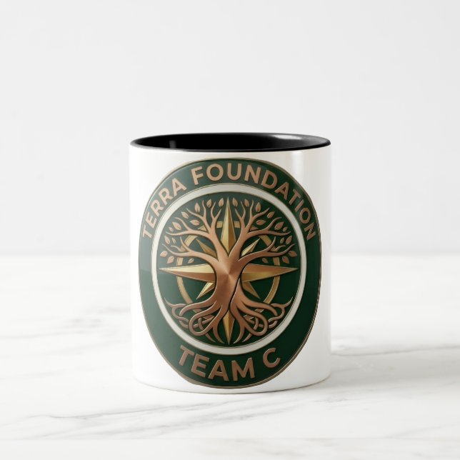 Team C – Terra Foundation Earth Emblem | Global Un Two-Tone Coffee Mug (Center)