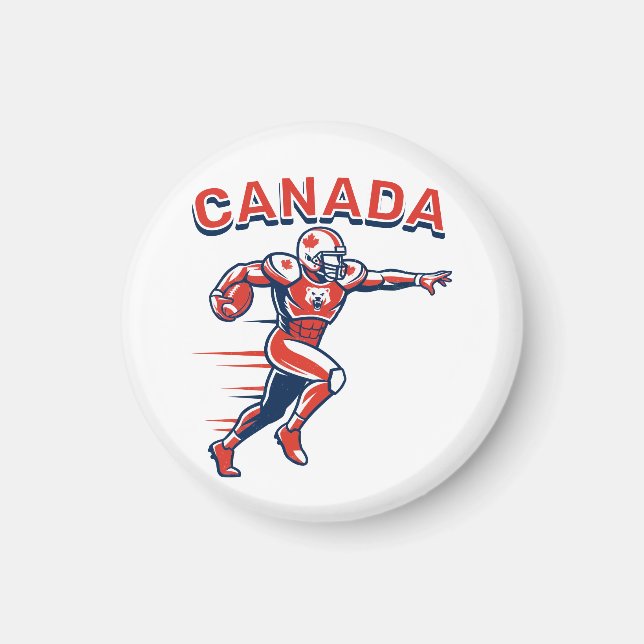 Team Canada Football Dynamic Patriotic Athlete Art Magnet (Front)