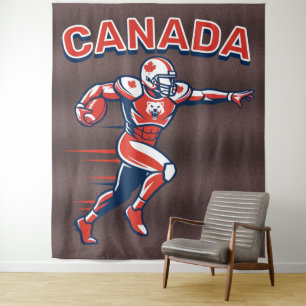 Team Canada Football Dynamic Patriotic Athlete Art Tapestry