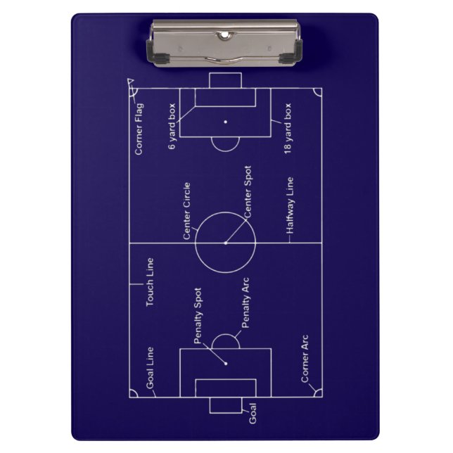 Team Coach Blue and White Soccer Personalized Clipboard (Front)