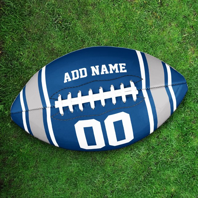 Team Colors Blue and Silver Personalized Football (Creator Uploaded)