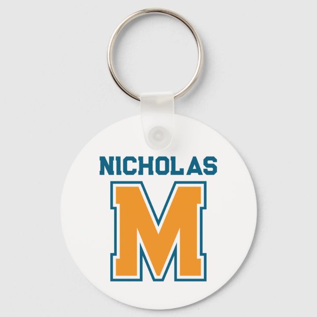 Team Colors Monogram Name Keychain (Front)