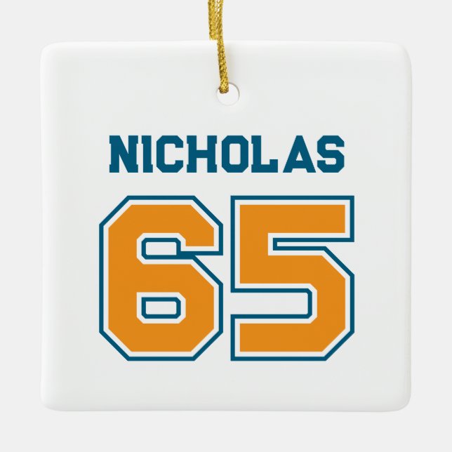Team Colours Jersey Number Ceramic Ornament (Front)