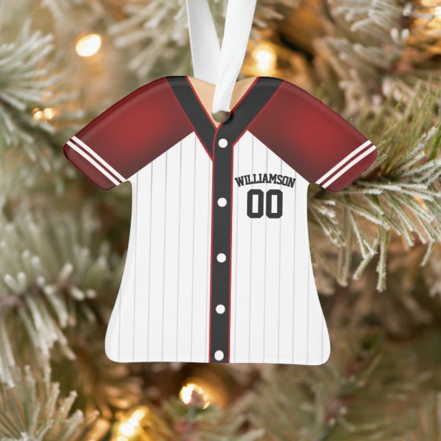 Team Colours Personalized Baseball Jersey Ornament (Tree)
