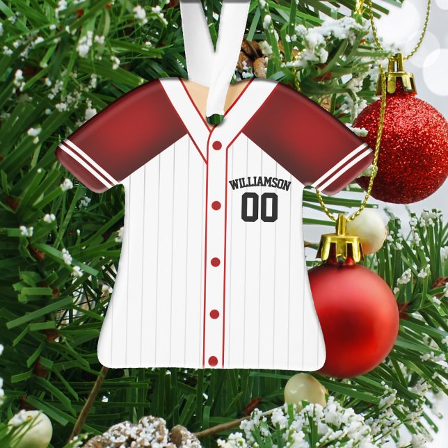 Team Colours Personalized Baseball Jersey Ornament (Creator Uploaded)