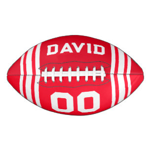 Team Colours Red and White with Name and Number Football