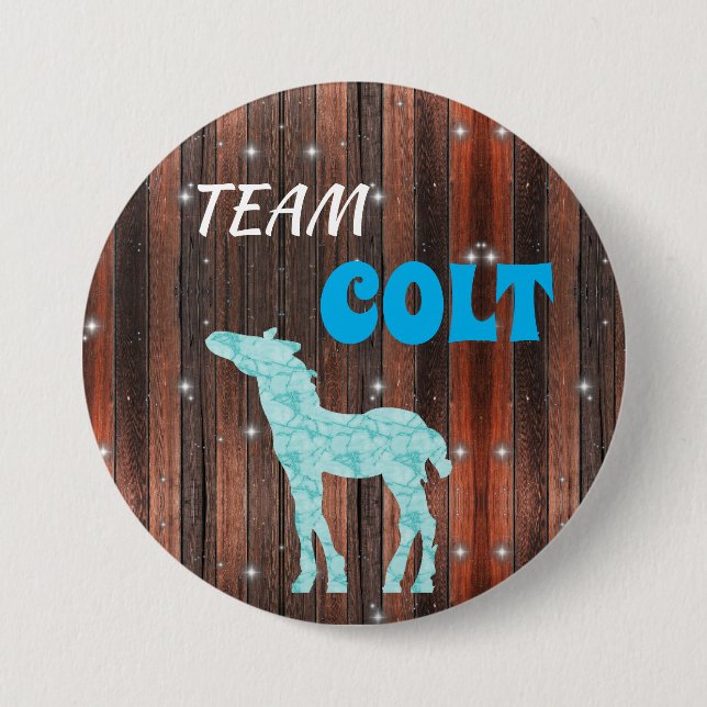 "Team Colt" Pink Gender Reveal 3 Inch Round Button (Front)