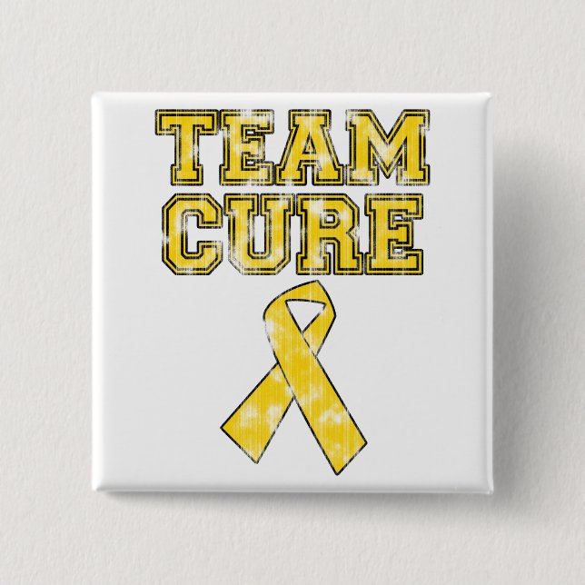 Team Cure (Yellow) 2 Inch Square Button (Front)