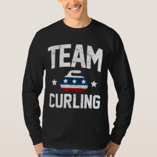 Team Curling Rock Design with American Starts & St T-Shirt