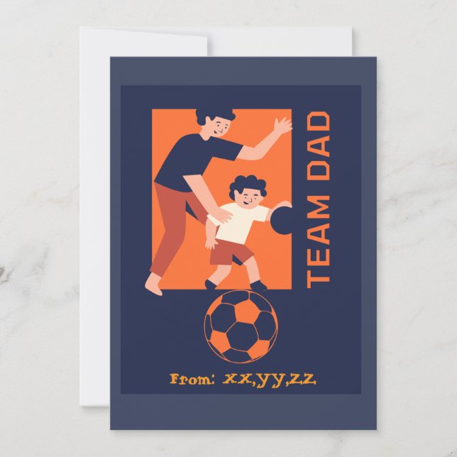 Team Dad Playing Soccer Together Custom Holiday Card (Front)