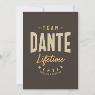 Team Dante Lifetime Member Personalized Name Invitation