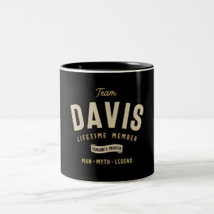 Team Davis Lifetime Member Personalized Name Two-Tone Coffee Mug
