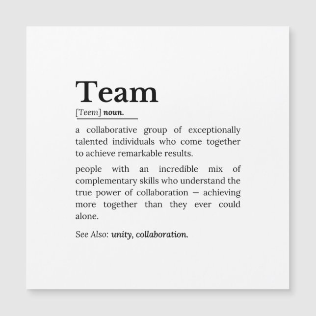 Team Definition – The Power of Collaboration  (Front)