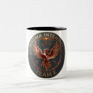 Team E – MAGMA INTENSITY Emblem   Fiery Power Lead Two-Tone Coffee Mug