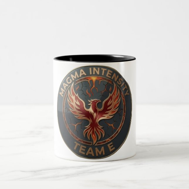 Team E – MAGMA INTENSITY Emblem | Fiery Power Lead Two-Tone Coffee Mug (Center)