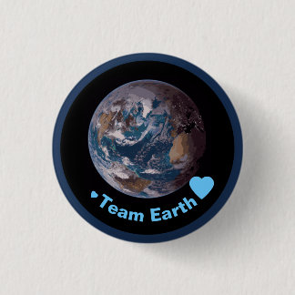 "Team Earth" Blue Marble 1 Inch Round Button