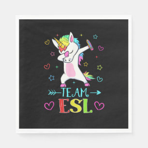 Team Esl Dabbing Unicorn Funny Back To School Gift Napkin