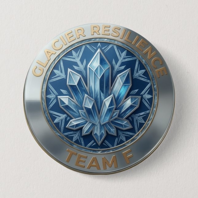 Team F – Glacier Resilience Emblem | Ice Strength  3 Inch Round Button (Front)