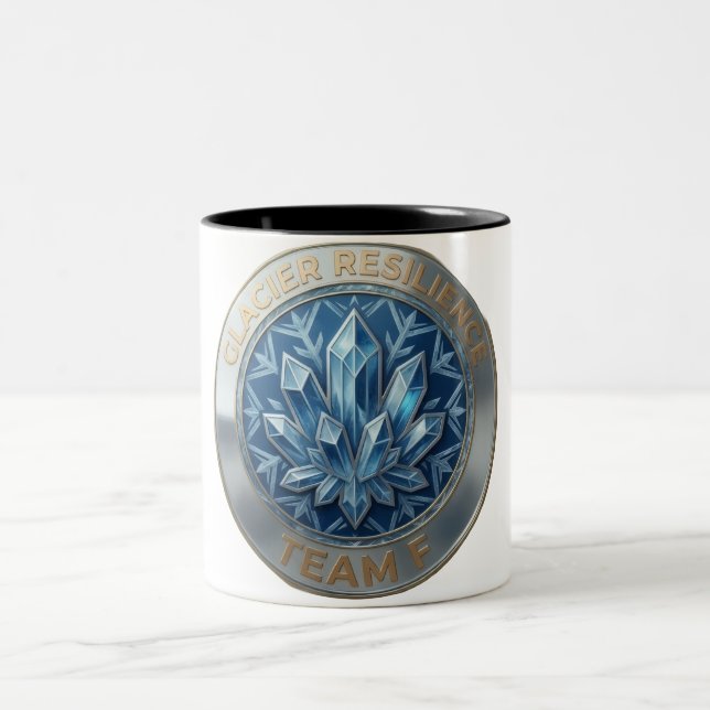 Team F – Glacier Resilience Emblem | Ice Strength  Two-Tone Coffee Mug (Center)