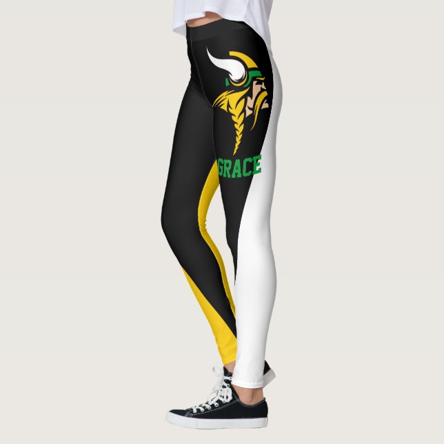 Team & Fan Black/Green/Gold/White Mascot Leggings (Left)