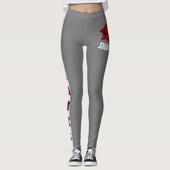 Team & Fan Grey/White/Red Mascot Leggings (Front)