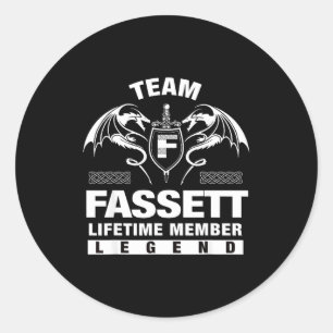 Team Fassett Lifetime Member Gift Classic Round Sticker