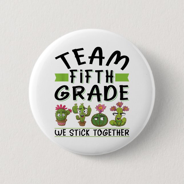 Team Fifth Grade Back To School Day Camo Teachers 2 Inch Round Button (Front)