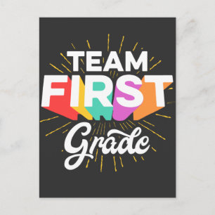 Team First Grade Kids Parents Back To School Postcard